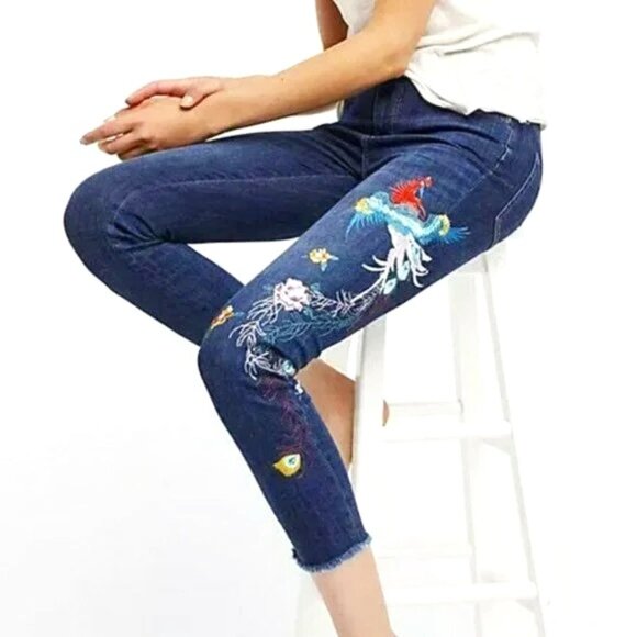 Free People Phoenix & Floral Embroidered Skinny Jeans - Picture 2 of 13